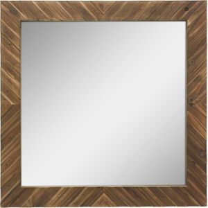 Stonebriar 20" X 20" Square Textured Wooden Chevron Hanging Wall Mirror With Att Stonebriar 20" X 20" Square Textured Wooden Chevron Hanging Wall Mirror With Att