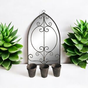 Wall Mirror Distressed Metal 73cm Rusty Triple Planter Rustic Antique Home Decor Wall Mirror Distressed Metal 73cm Rusty Triple Planter Rustic Antique Home Decor