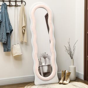 Homcom Full Length Mirror, Standing, Leaning Or Wall Mirror, White And Pink Homcom Full Length Mirror, Standing, Leaning Or Wall Mirror, White And Pink