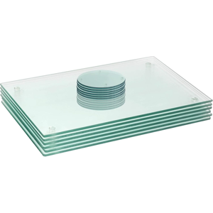 Does Not Apply Rectangle Glass Placemats Set & Round Coasters - 40cm X 30cm - Clear - 12pc Temp Does Not Apply Rectangle Glass Placemats Set & Round Coasters - 40cm X 30cm - Clear - 12pc Temp