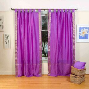 Indian Selections Indo Lavender Tab Top Sari Sheer Curtain (43 In. X 84 In Indian Selections Indo Lavender Tab Top Sari Sheer Curtain (43 In. X 84 In