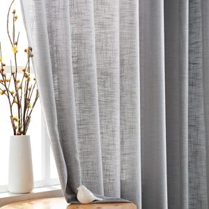 Fmfunctex Grey Sheer Curtains For Living Room 90 Drop Linen Textured Eyelet Cur Fmfunctex Grey Sheer Curtains For Living Room 90 Drop Linen Textured Eyelet Cur