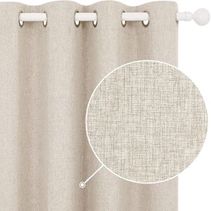 Deconovo 100% Blackout Curtains Faux Linen Thermal Insulated Eyelet Curtains For Deconovo 100% Blackout Curtains Faux Linen Thermal Insulated Eyelet Curtains For