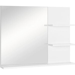 Kleankin Bathroom Mirror Wall Mount Vanity Mirror With 3 Storage Shelves, White Kleankin Bathroom Mirror Wall Mount Vanity Mirror With 3 Storage Shelves, White