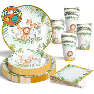 Does Not Apply Jungle Safari Theme Party Tableware Set, Kids Birthday Party Supplies 96pcs Does Not Apply Jungle Safari Theme Party Tableware Set, Kids Birthday Party Supplies 96pcs