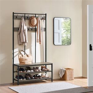 Ukuniversal365 3-In-1 Industrial Hallway Rack Hall Tree With Bench & Shoe Storage For Entryway Ukuniversal365 3-In-1 Industrial Hallway Rack Hall Tree With Bench & Shoe Storage For Entryway