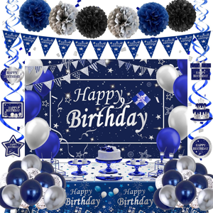 Does Not Apply Birthday Decorations For Men Boys Women Girls, Navy Blue And Silver Happy Birthd Does Not Apply Birthday Decorations For Men Boys Women Girls, Navy Blue And Silver Happy Birthd