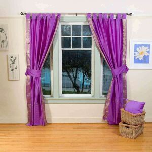 Indian Selections Indo Lavender Tab Top Sari Sheer Curtain (43 In. X 84 In With Matching Tieback Indian Selections Indo Lavender Tab Top Sari Sheer Curtain (43 In. X 84 In With Matching Tieback