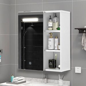 Furniturebz02 Bathroom Cabinet Mirror 1 Door Led Touch White Wall Mounted Storage Modern Furniturebz02 Bathroom Cabinet Mirror 1 Door Led Touch White Wall Mounted Storage Modern