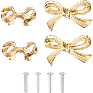Does Not Apply 4pcs Brass Bow Cabinet Knobs, Vintage Bow Gold Dresser Knobs Decorative Drawer P Does Not Apply 4pcs Brass Bow Cabinet Knobs, Vintage Bow Gold Dresser Knobs Decorative Drawer P