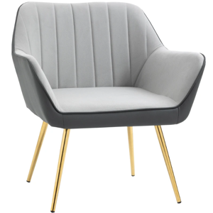 Homcom Accent Chairs Velvet Armchairs For Living Room And Bedroom Light Grey New Homcom Accent Chairs Velvet Armchairs For Living Room And Bedroom Light Grey New