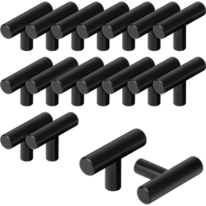 Does Not Apply 20 Pack Of Kitchen Cabinet Handles - 50mm T Bar Pulls - Black Stainless Steel Kn Does Not Apply 20 Pack Of Kitchen Cabinet Handles - 50mm T Bar Pulls - Black Stainless Steel Kn