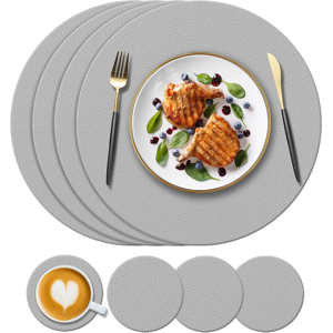 Does Not Apply 4 Round Silicone Placemats(34cm) And 4 Coasters(10cm) Set, Heat-Resistant 450 °f Does Not Apply 4 Round Silicone Placemats(34cm) And 4 Coasters(10cm) Set, Heat-Resistant 450 °f