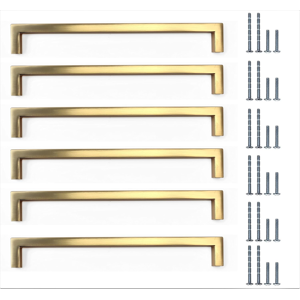 Does Not Apply Matt Brushed Brass Finish Kitchen Cabinet Pull Handles - Set Of 6, Cupboard Draw Does Not Apply Matt Brushed Brass Finish Kitchen Cabinet Pull Handles - Set Of 6, Cupboard Draw