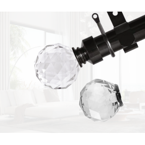 Renaissance 28mm Black Nickel Curtain Pole Crystal Diamond Set, Adjustable 120-210cm Renaissance 28mm Black Nickel Curtain Pole Crystal Diamond Set, Adjustable 120-210cm