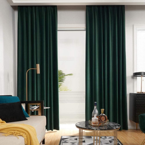 Does Not Apply 1 Pair Pencil Pleat Velvet Curtains Dark Green Blackout Curtains 66x90\" Bedroom Does Not Apply 1 Pair Pencil Pleat Velvet Curtains Dark Green Blackout Curtains 66x90\" Bedroom