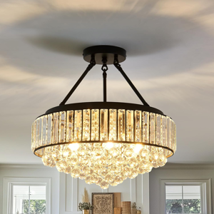 Does Not Apply 6-Lights Modern Crystal Chandelier Black Metal Semi Flush Mount Ceiling Light Fi Does Not Apply 6-Lights Modern Crystal Chandelier Black Metal Semi Flush Mount Ceiling Light Fi