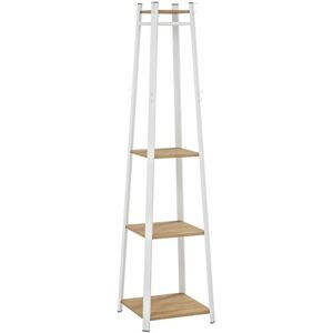 Homcom Clothes Rack With Storage, Garment Rack With Hooks And Shelf, Oak Homcom Clothes Rack With Storage, Garment Rack With Hooks And Shelf, Oak