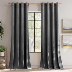 Pony Dance Dark Grey Velvet Curtains 52x84 Inch - Eyelet Top Thermal Insulated Pony Dance Dark Grey Velvet Curtains 52x84 Inch - Eyelet Top Thermal Insulated