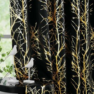 Fmfunctex Black Gold Blackout Curtains For Living Room 90 Inch Drop Eyelet Curt Fmfunctex Black Gold Blackout Curtains For Living Room 90 Inch Drop Eyelet Curt