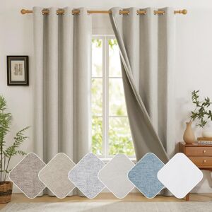 Deconovo Thermal 100% Blackout Curtains Eyelet, Faux Linen With Microfiber Back Deconovo Thermal 100% Blackout Curtains Eyelet, Faux Linen With Microfiber Back