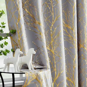 Fmfunctex Grey Gold Blackout Curtains For Living Room 90 Inch Drop Eyelet Curta Fmfunctex Grey Gold Blackout Curtains For Living Room 90 Inch Drop Eyelet Curta