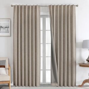 Joydeco 100% Blackout Natural Linen Curtains 96 Inch Length 2 Panels Set Burg L Joydeco 100% Blackout Natural Linen Curtains 96 Inch Length 2 Panels Set Burg L