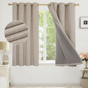 Deconovo 100% Blackout Thermal Curtains With Coating, Faux Linen Energy Saving Deconovo 100% Blackout Thermal Curtains With Coating, Faux Linen Energy Saving