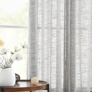 Treatmentex Grey Semi Sheer Curtains For Bedroom Living Room 54inch Faux Linen Treatmentex Grey Semi Sheer Curtains For Bedroom Living Room 54inch Faux Linen