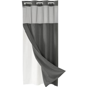 Sodial No Hook Waffle-Weave Shower Curtain With Snap-In Fabric Liner Set For2425 Sodial No Hook Waffle-Weave Shower Curtain With Snap-In Fabric Liner Set For2425