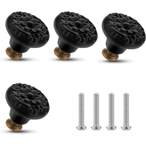 Does Not Apply 4 Pcs Ceramic Vintage Flower Drawer Knobs, Black, 1.4 Inch Diameter, Set Of 4 Wi Does Not Apply 4 Pcs Ceramic Vintage Flower Drawer Knobs, Black, 1.4 Inch Diameter, Set Of 4 Wi