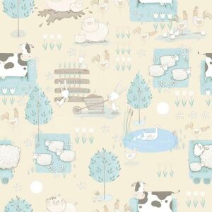 G78374 - Tiny Tots 2 Farmland Beige Turquoise Galerie Wallpaper G78374 - Tiny Tots 2 Farmland Beige Turquoise Galerie Wallpaper