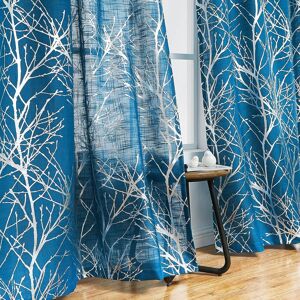 Fmfunctex Navy Silver Semi Sheer Curtains For Bedroom 90 Drop Voile Curtain For Fmfunctex Navy Silver Semi Sheer Curtains For Bedroom 90 Drop Voile Curtain For