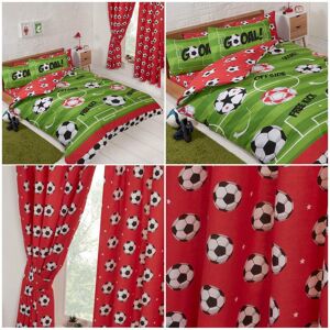 Prh Football Red Double Duvet Cover And Pillowcase Set + Matching Curtains 72\" Drop Prh Football Red Double Duvet Cover And Pillowcase Set + Matching Curtains 72\" Drop