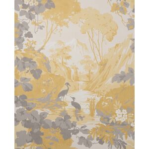 M1678_crown Toile, Bright, Exotic Yellow Grey Cream Fine Decor Wallpaper M1678_crown Toile, Bright, Exotic Yellow Grey Cream Fine Decor Wallpaper
