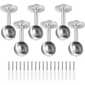 Metallixity 6pcs Curtain Rod Brackets 25mm(1\") Ceiling Mount Closet Rod, Silver Metallixity 6pcs Curtain Rod Brackets 25mm(1\") Ceiling Mount Closet Rod, Silver