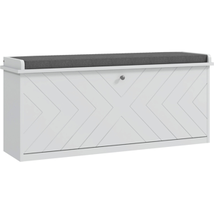 Homcom Shoe Bench With Flip Drawer, Cushion, 10 Pairs For Entryway White Homcom Shoe Bench With Flip Drawer, Cushion, 10 Pairs For Entryway White