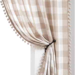 Does Not Apply Tan Buffalo Plaid Curtains Pom Pom Window Curtains For Living Room Bedroom 40 X Does Not Apply Tan Buffalo Plaid Curtains Pom Pom Window Curtains For Living Room Bedroom 40 X