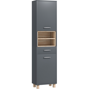 Homcom Tall Bathroom Storage Unit - Grey - Bathroom Storage Cabinet Homcom Tall Bathroom Storage Unit - Grey - Bathroom Storage Cabinet