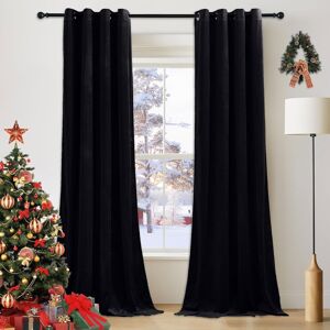 Pony Dance Black Velvet Curtains 52x84 Inch - Thermal Insulated Room Darkening Pony Dance Black Velvet Curtains 52x84 Inch - Thermal Insulated Room Darkening