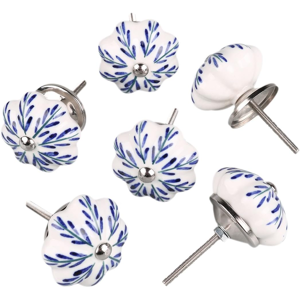Does Not Apply 6 Pieces Vintage Shabby Knobs White And Blue Floral Hand Painted Ceramic Pumpkin Does Not Apply 6 Pieces Vintage Shabby Knobs White And Blue Floral Hand Painted Ceramic Pumpkin