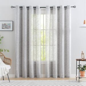 Treatmentex Semi Sheer Linen Curtains For Living Room Bedroom 90 Inch Long Priv Treatmentex Semi Sheer Linen Curtains For Living Room Bedroom 90 Inch Long Priv