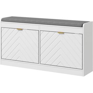 Homcom Shoe Bench With 2 Flip Drawers Cushion 8 Pairs For Entryway Seat White Homcom Shoe Bench With 2 Flip Drawers Cushion 8 Pairs For Entryway Seat White
