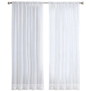 Sodial 3x(4 Panels White Sheer Curtains 84 Inches Long Rod Window Gauze Voile4037 Sodial 3x(4 Panels White Sheer Curtains 84 Inches Long Rod Window Gauze Voile4037