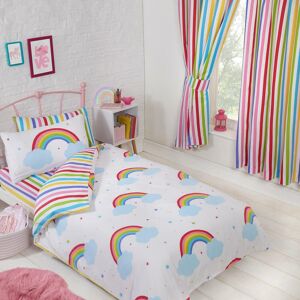 Prh Rainbow Sky Single Duvet Cover Set + Matching Striped Lined Curtains 54\" Drop Prh Rainbow Sky Single Duvet Cover Set + Matching Striped Lined Curtains 54\" Drop
