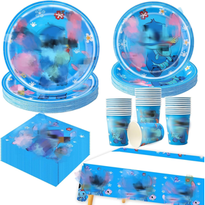 Does Not Apply 81 Pcs Blue Party Tableware Set - Birthday Decorations Including Plates, Cups, N Does Not Apply 81 Pcs Blue Party Tableware Set - Birthday Decorations Including Plates, Cups, N