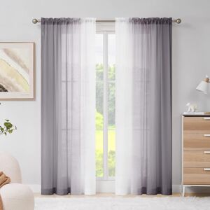 Melodieux Grey Ombre Sheer Curtains - Lightweigth Chiffon Gradient Window Draps Melodieux Grey Ombre Sheer Curtains - Lightweigth Chiffon Gradient Window Draps