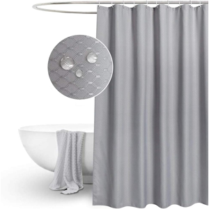 Eurcross Extra Long Grey Waffle Shower Curtain 180x210cm With Hooks Eurcross Extra Long Grey Waffle Shower Curtain 180x210cm With Hooks