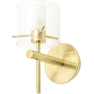 Litecraft Lincoln Wall Light Bathroom 1 Arm With Clear Glass Shade - Satin Brass Litecraft Lincoln Wall Light Bathroom 1 Arm With Clear Glass Shade - Satin Brass