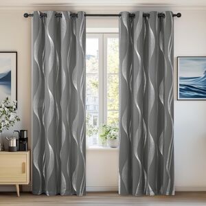Deconovo Grey Curtains 46 X 54 Inch Foil Printed Wave Line Room Darkening Curta Deconovo Grey Curtains 46 X 54 Inch Foil Printed Wave Line Room Darkening Curta